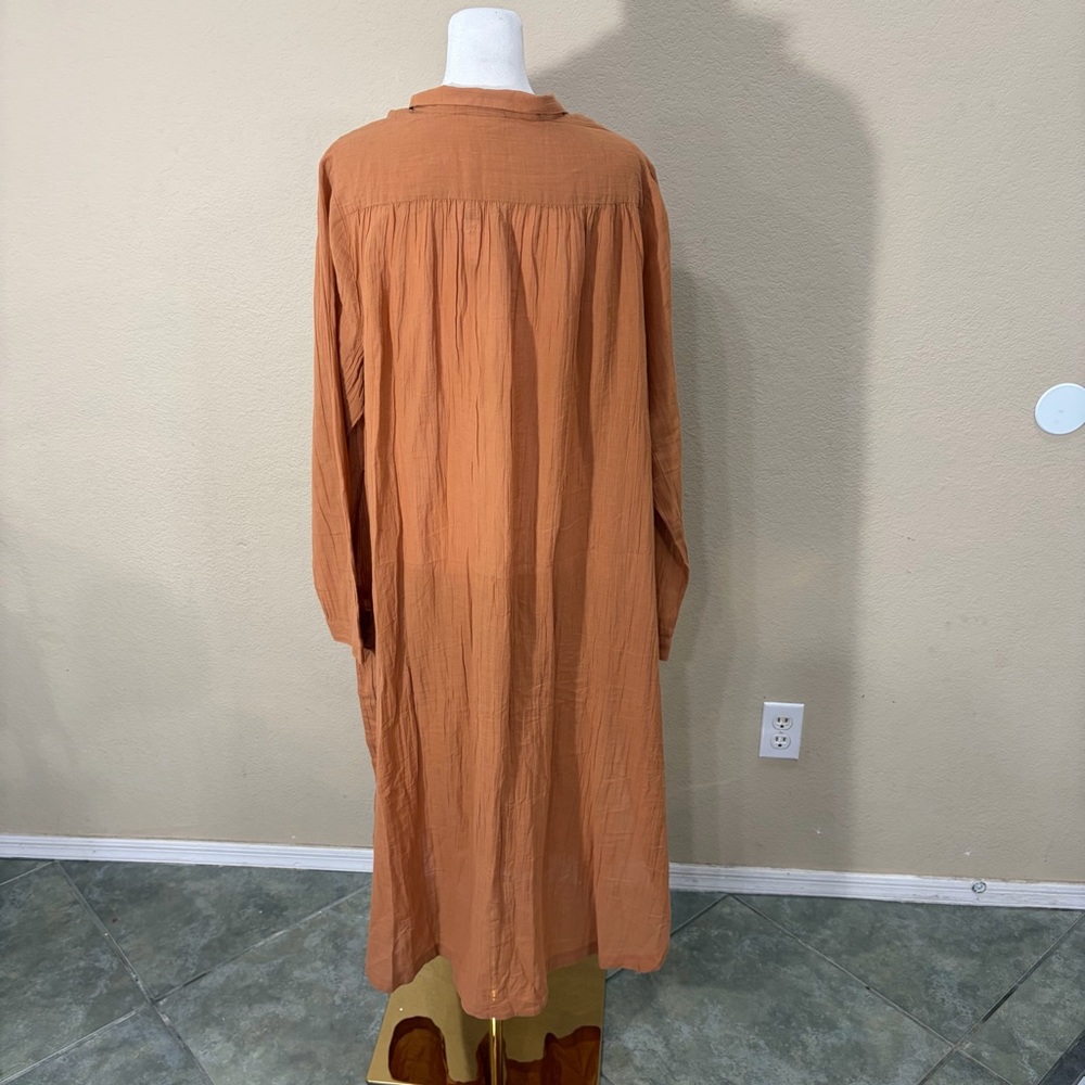NWT J.JILL CINNAMON LONG SHIRTTAIL TUNIC TOP SHIRT LONG SLEEVE MAXI DRESS SZ M - Picture 6 of 12